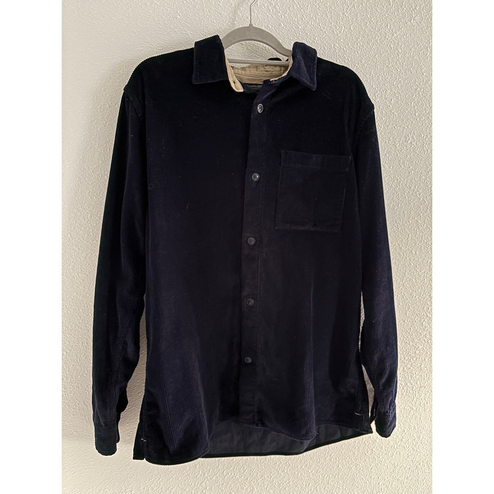 Banana Republic Shirt‎ Mens Large Tall Blue Organic Corduroy Chore Western Ranch